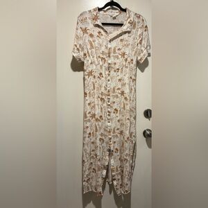 O'Neill Cream and Brown Patterned Dress